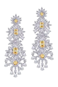 Earrings in Multi Shaped White & Yellow Swarovski Zirconia Stones