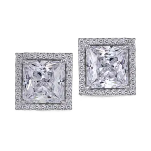 Halo Ear Studs in Princess Cut Swarovski Zirconia