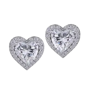 Halo Ear Studs in Heart Shaped Swarovski Zirconia