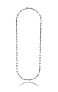 Opera Necklace in White Swarovski Zirconia & Marquise Shaped Man-Made Blue Sapphires