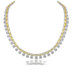 Classic Necklace in White Oval & Yellow Octagon Shaped Swarovski Zirconia Stones