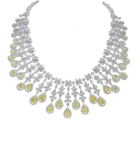 Neck Piece in White & Pear Shaped Yellow Swarovski Zirconia Stones