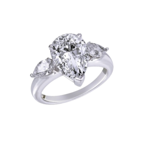 Solitaire Ring in Pear Shaped White Swarovski Zirconia Stones