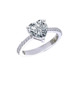 Classic Ring in White Round Cut & Heart Shaped Swarovski Zirconia Stones