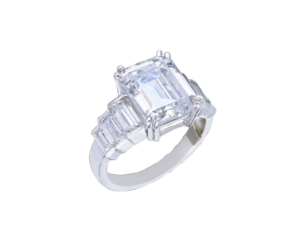 Solitaire Ring in Octagon Shaped Swarovski Zirconia Stones