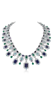 Necklace in White Swarovski Zirconia & Multi Coloured Man-Made Stones