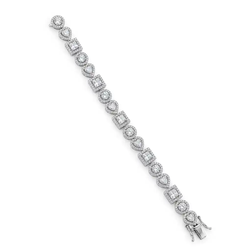 Halo Neve Interplay Multi-Cut and Heart Cluster Bracelet