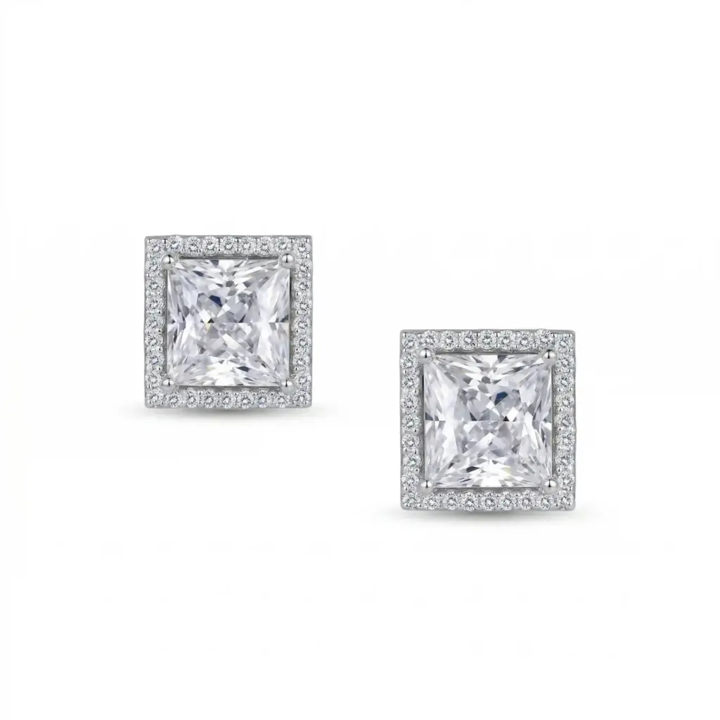 Halo Neve Princess-Cut Cluster Studs