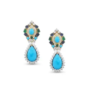 Santorini Pavone Opera Gold Drop Earrings