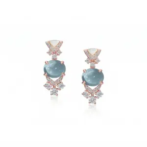 Senza Fine Regina Blue Cabochon Drop Earrings.