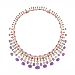 Senza Fine Bordeaux Trellis Fringe Necklace