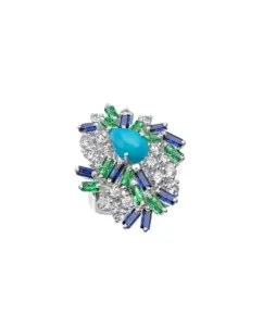 Santorini Pavone Mosaico Statement Cluster Ring