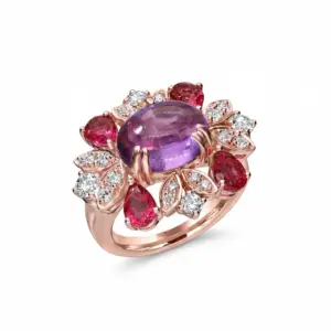 Senza Fine Bordeaux Trellis Floral Ring