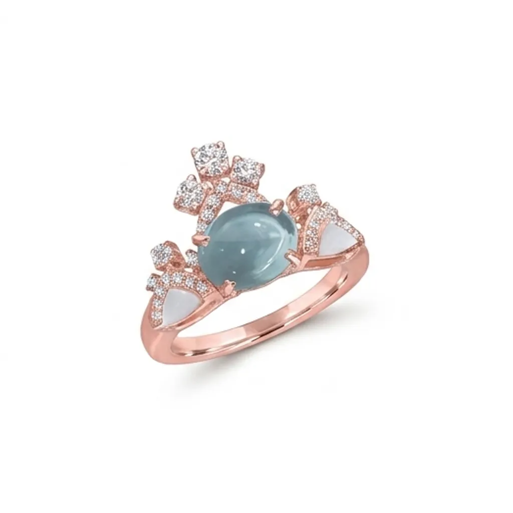 Senza Fine Regina Blue Cabochon Tiara Ring